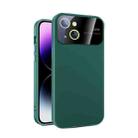 For iPhone 14 Plus Large Glass Window PC Phone Case with Integrated Lens Film(Green) - 1