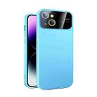 For iPhone 14 Plus Large Glass Window PC Phone Case with Integrated Lens Film(Sky Blue) - 1