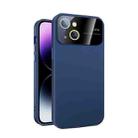 For iPhone 14 Large Glass Window PC Phone Case with Integrated Lens Film(Royal Blue) - 1