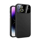 For iPhone 14 Large Glass Window PC Phone Case with Integrated Lens Film(Black) - 1