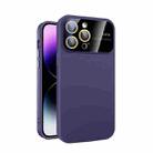 For iPhone 14 Pro Large Glass Window PC Phone Case with Integrated Lens Film(Dark Purple) - 1