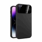For iPhone SE 2022/2020/8/7 Large Glass Window PC Phone Case with Integrated Lens Film(Black) - 1