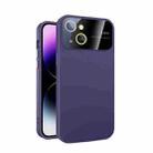 For iPhone 13 Large Glass Window PC Phone Case with Integrated Lens Film(Dark Purple) - 1