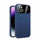 For iPhone 13 Large Glass Window PC Phone Case with Integrated Lens Film(Royal Blue) - 1
