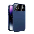 For iPhone 12 Large Glass Window PC Phone Case with Integrated Lens Film(Royal Blue) - 1