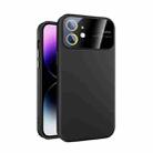 For iPhone 12 Large Glass Window PC Phone Case with Integrated Lens Film(Black) - 1