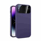 For iPhone XS Large Glass Window PC Phone Case with Integrated Lens Film(Dark Purple) - 1