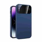 For iPhone XS Large Glass Window PC Phone Case with Integrated Lens Film(Royal Blue) - 1