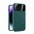 For iPhone XS Large Glass Window PC Phone Case with Integrated Lens Film(Green) - 1