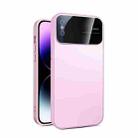 For iPhone XS Large Glass Window PC Phone Case with Integrated Lens Film(Pink) - 1