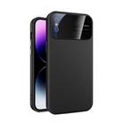 For iPhone XS Large Glass Window PC Phone Case with Integrated Lens Film(Black) - 1