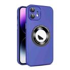 For iPhone 12 Eagle Eye Lens CD Texture MagSafe Magnifier Phone Case(Dark Purple) - 1