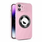 For iPhone 12 Eagle Eye Lens CD Texture MagSafe Magnifier Phone Case(Pink) - 1