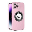 For iPhone 12 Pro Max Eagle Eye Lens CD Texture MagSafe Magnifier Phone Case(Pink) - 1