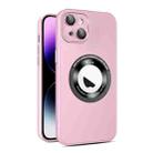 For iPhone 14 Plus Eagle Eye Lens CD Texture MagSafe Magnifier Phone Case(Pink) - 1