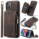 For iPhone 15 CaseMe C20 Multifunctional RFID Leather Phone Case(Brown) - 1