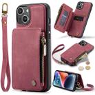 For iPhone 15 CaseMe C20 Multifunctional RFID Leather Phone Case(Red) - 1