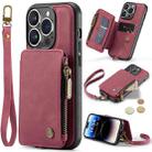 For iPhone 15 Pro CaseMe C20 Multifunctional RFID Leather Phone Case(Red) - 1