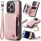 For iPhone 15 Pro CaseMe C20 Multifunctional RFID Leather Phone Case(Pink) - 1