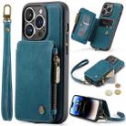 For iPhone 15 Pro CaseMe C20 Multifunctional RFID Leather Phone Case(Blue) - 1