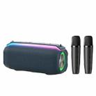 New RiXing NR8809 20W Outdoor Portable TWS Smart Wireless Bluetooth Speaker, Style:Dual Mic(Blue) - 1