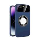 For iPhone 8 Plus/7 Plus Large Glass Window Magnetic Magsafe Phone Case with Lens Film(Royal Blue) - 1