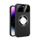 For iPhone 8 Plus/7 Plus Large Glass Window Magnetic Magsafe Phone Case with Lens Film(Black) - 1