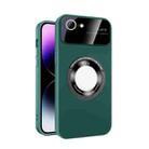 For iPhone SE 2022/2020/8/7 Large Glass Window Magnetic Magsafe Phone Case with Lens Film(Green) - 1