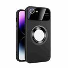 For iPhone SE 2022/2020/8/7 Large Glass Window Magnetic Magsafe Phone Case with Lens Film(Black) - 1