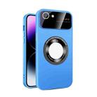 For iPhone SE 2022/2020/8/7 Large Glass Window Magnetic Magsafe Phone Case with Lens Film(Sky Blue) - 1