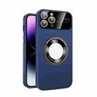 For iPhone 11 Pro Max Large Glass Window Magnetic Magsafe Phone Case with Lens Film(Royal Blue) - 1