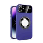 For iPhone 12 Large Glass Window Magnetic Magsafe Phone Case with Lens Film(Dark Purple) - 1