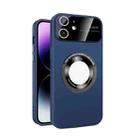 For iPhone 12 Large Glass Window Magnetic Magsafe Phone Case with Lens Film(Royal Blue) - 1