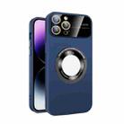 For iPhone 12 Pro Large Glass Window Magnetic Magsafe Phone Case with Lens Film(Royal Blue) - 1