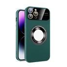 For iPhone 12 Pro Large Glass Window Magnetic Magsafe Phone Case with Lens Film(Green) - 1