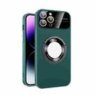 For iPhone 12 Pro Large Glass Window Magnetic Magsafe Phone Case with Lens Film(Green) - 1