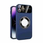 For iPhone 12 Pro Max Large Glass Window Magnetic Magsafe Phone Case with Lens Film(Royal Blue) - 1