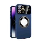 For iPhone 13 Pro Large Glass Window Magnetic Magsafe Phone Case with Lens Film(Royal Blue) - 1