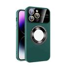 For iPhone 13 Pro Large Glass Window Magnetic Magsafe Phone Case with Lens Film(Green) - 1