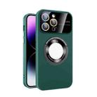 For iPhone 13 Pro Max Large Glass Window Magnetic Magsafe Phone Case with Lens Film(Green) - 1