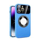 For iPhone 13 Pro Max Large Glass Window Magnetic Magsafe Phone Case with Lens Film(Sky Blue) - 1