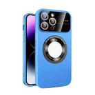 For iPhone 14 Pro Large Glass Window Magnetic Magsafe Phone Case with Lens Film(Sky Blue) - 1