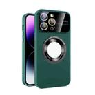 For iPhone 14 Pro Max Large Glass Window Magnetic Magsafe Phone Case with Lens Film(Green) - 1