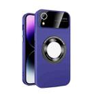 For iPhone XR Large Glass Window Magnetic Magsafe Phone Case with Lens Film(Dark Purple) - 1
