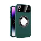 For iPhone XR Large Glass Window Magnetic Magsafe Phone Case with Lens Film(Green) - 1