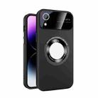 For iPhone XR Large Glass Window Magnetic Magsafe Phone Case with Lens Film(Black) - 1