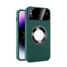 For iPhone XS Large Glass Window Magnetic Magsafe Phone Case with Lens Film(Green) - 1