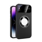 For iPhone XS Large Glass Window Magnetic Magsafe Phone Case with Lens Film(Black) - 1