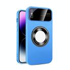 For iPhone XS Large Glass Window Magnetic Magsafe Phone Case with Lens Film(Sky Blue) - 1