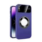 For iPhone XS Max Large Glass Window Magnetic Magsafe Phone Case with Lens Film(Dark Purple) - 1